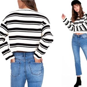 Amuse Society Black & White Striped Sweater